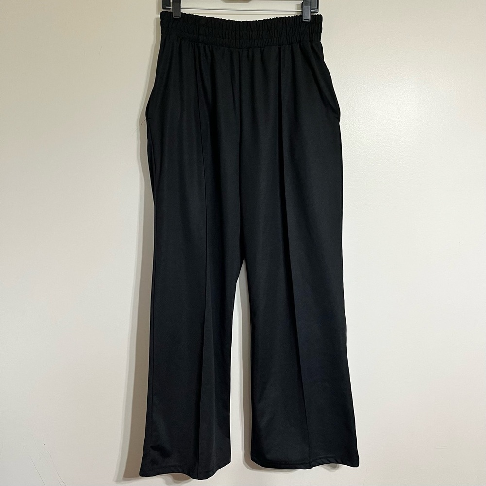 NWT Women's Top Shop Wide Leg Black Pants With Pockets Size 8-10 - Picture 4 of 7